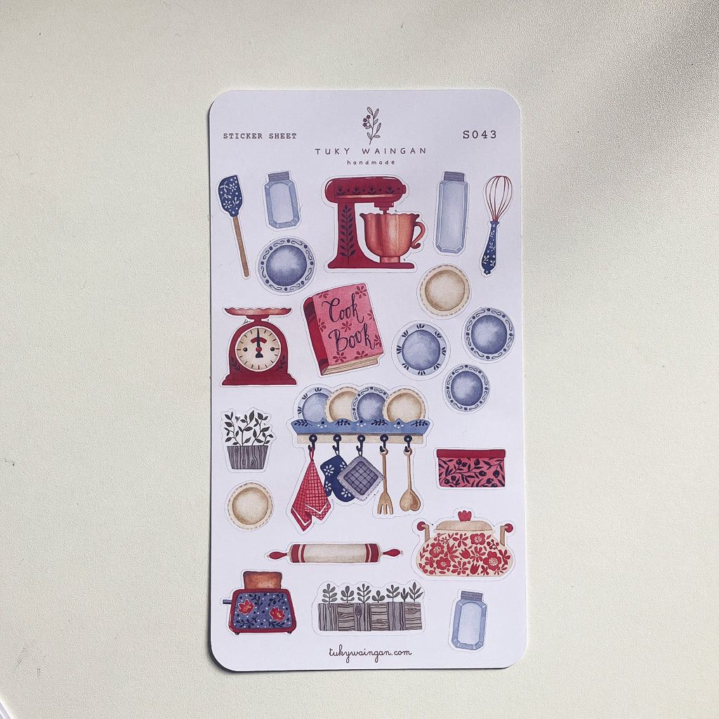 Hoja De 21 Stickers De Cocina Romantic Bullet Bujo Scrapbook