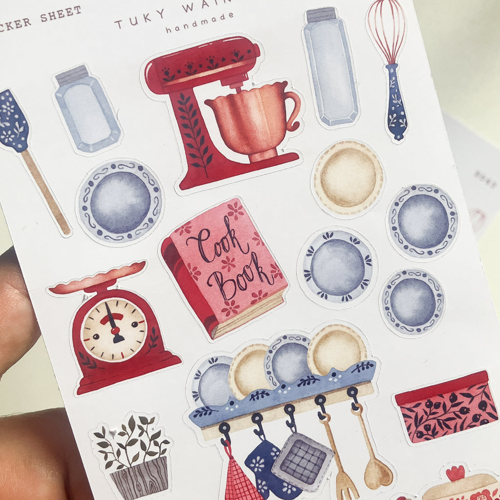 Hoja De 21 Stickers De Cocina Romantic Bullet Bujo Scrapbook