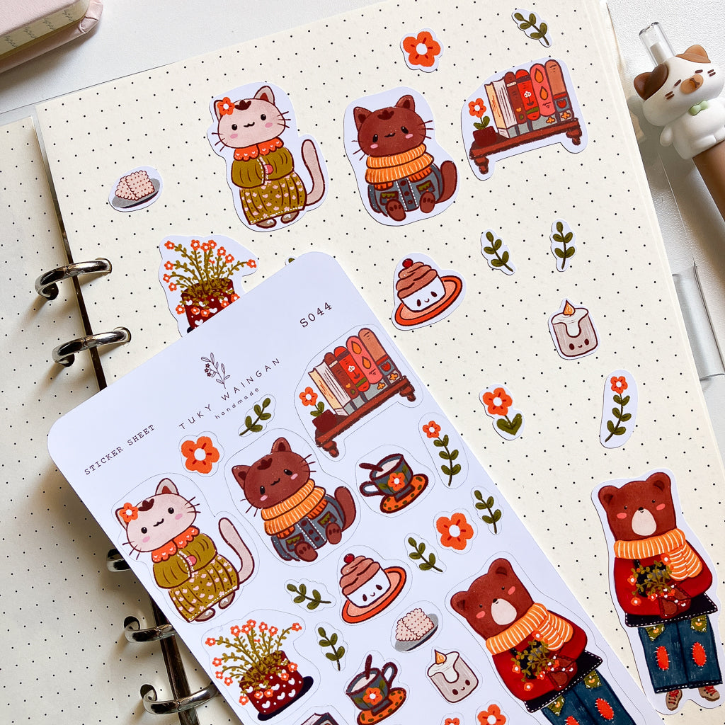 Hoja Stickers Tarde de café y libros