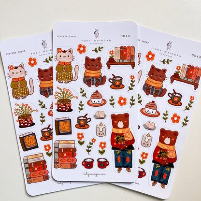 Hoja Stickers Tarde de café y libros