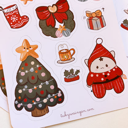 Hoja 14 Stickers Gatitos Navideños 2025 Bujo Planner
