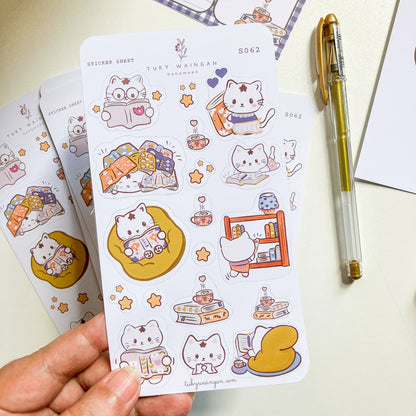 Gatita Lectora Kawaii - 18 Stickers