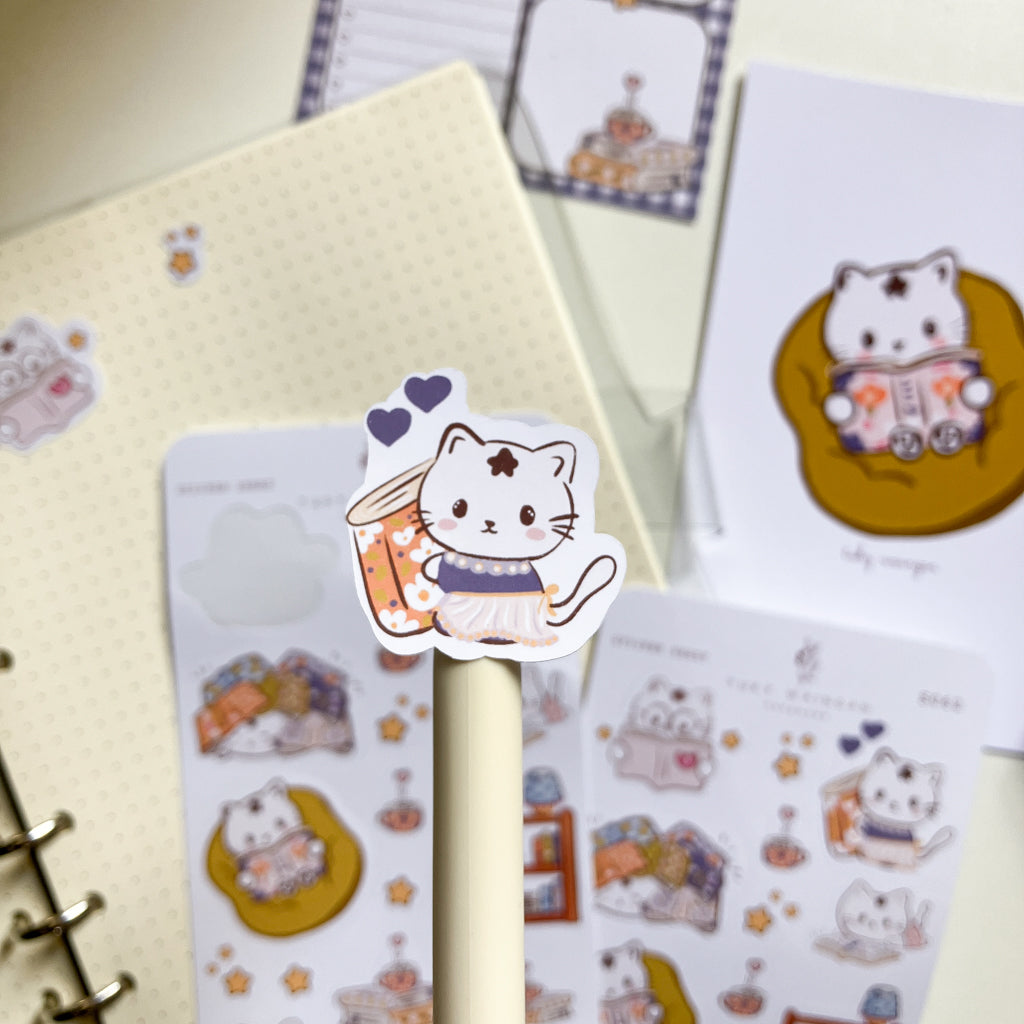 Gatita Lectora Kawaii - 18 Stickers