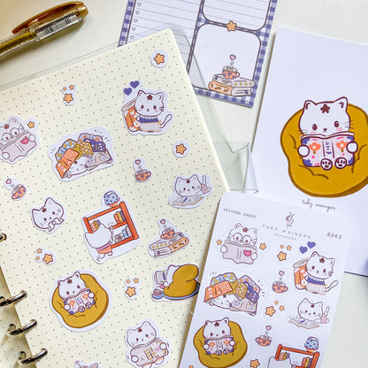 Gatita Lectora Kawaii - 18 Stickers