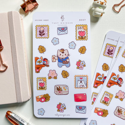 Hoja De 20 Stickers Ilustrado Kawaii Bullet Bujo, Scrapbook
