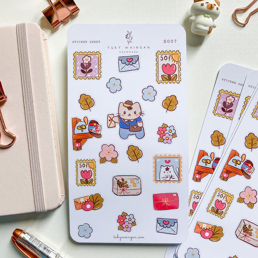 Hoja De 20 Stickers Ilustrado Kawaii Bullet Bujo, Scrapbook