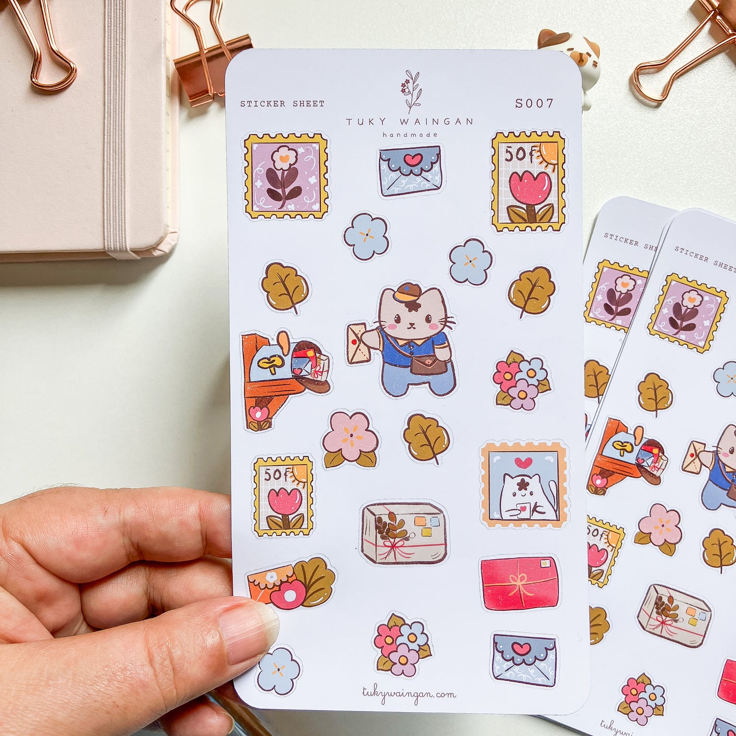 Hoja De 20 Stickers Ilustrado Kawaii Bullet Bujo, Scrapbook