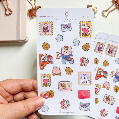 Hoja De 20 Stickers Ilustrado Kawaii Bullet Bujo, Scrapbook