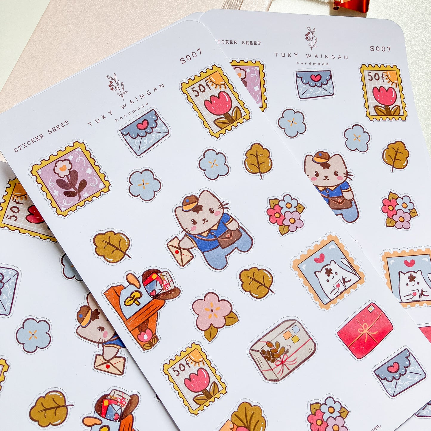 Hoja De 20 Stickers Ilustrado Kawaii Bullet Bujo, Scrapbook