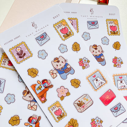 Hoja De 20 Stickers Ilustrado Kawaii Bullet Bujo, Scrapbook