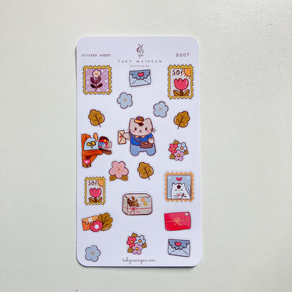 Hoja De 20 Stickers Ilustrado Kawaii Bullet Bujo, Scrapbook