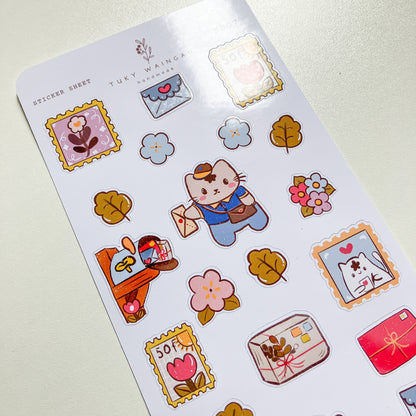 Hoja De 20 Stickers Ilustrado Kawaii Bullet Bujo, Scrapbook