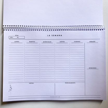 Planner Semanal A4 Anillado | 52 Semanas con Diseño Floral en Acuarela