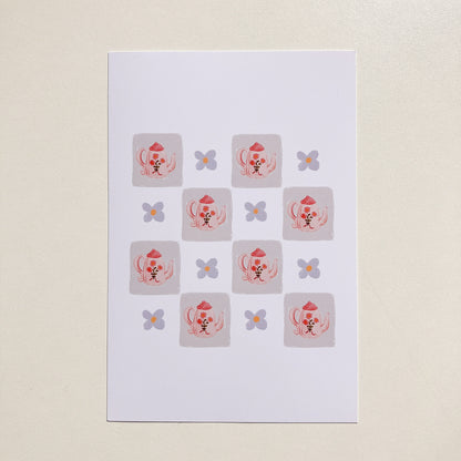 Postal Ilustrada, tarjeta 10x15 cm. Teteras florales