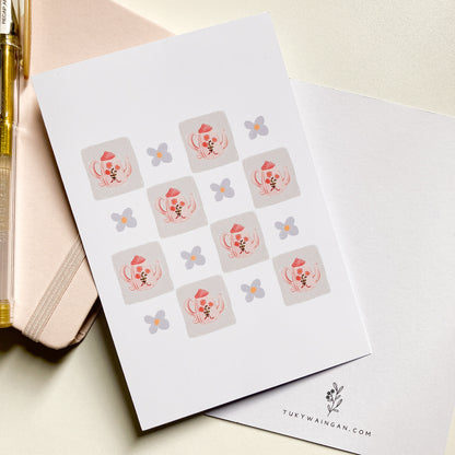 Postal Ilustrada, tarjeta 10x15 cm. Teteras florales