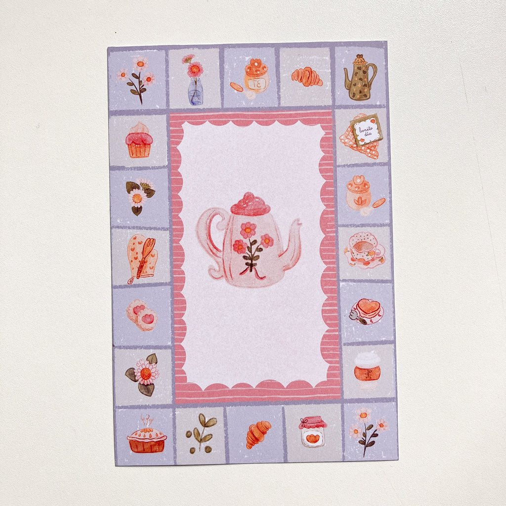 Postal Ilustrada, tarjeta 10x15 cm. Tetera