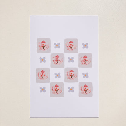Postal Ilustrada, tarjeta 10x15 cm. Teteras florales