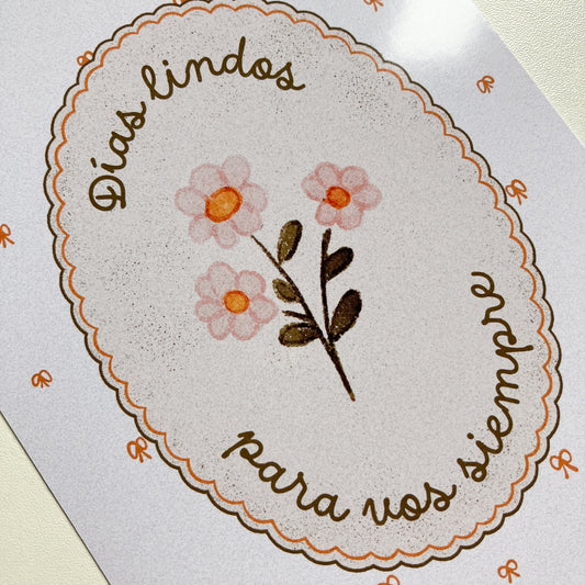 Postal Ilustrada, tarjeta 10x15 cm. Días lindos