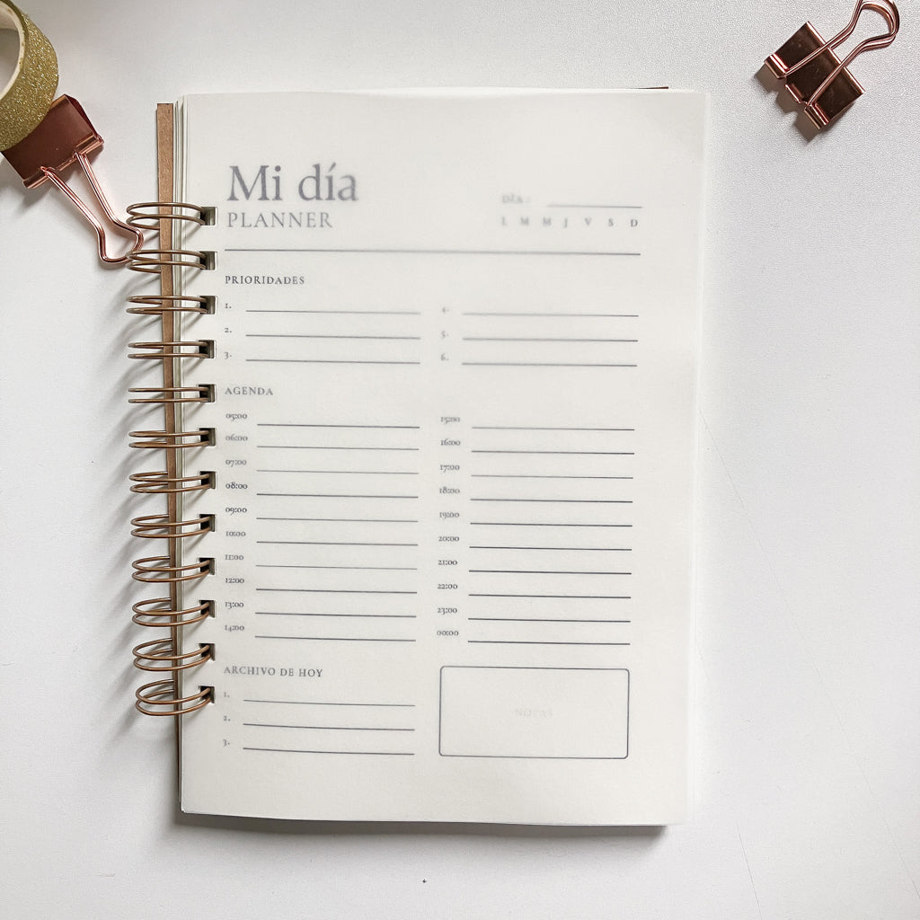 Planner Diario minimalista A5 | Anillado Doble 50 Hojas