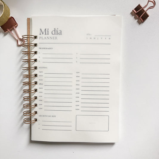 Planner Diario minimalista A5 | Anillado Doble 50 Hojas