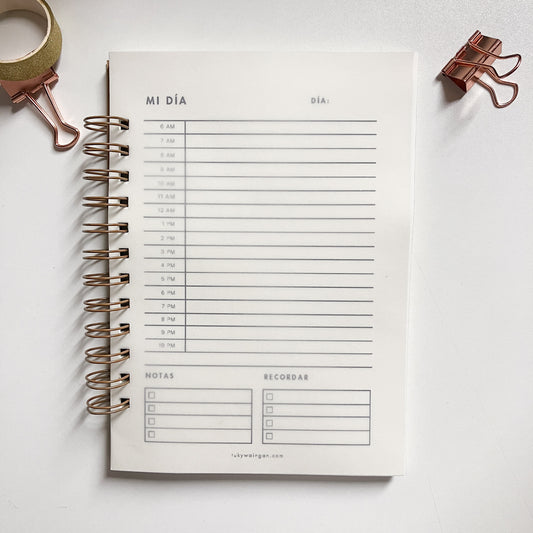 Planner Diario Mi Día A5 | Anillado Doble 50 Hojas