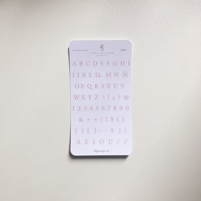 Sticker Sheet Alfabeto Serif | Rosa | Scrapbooking