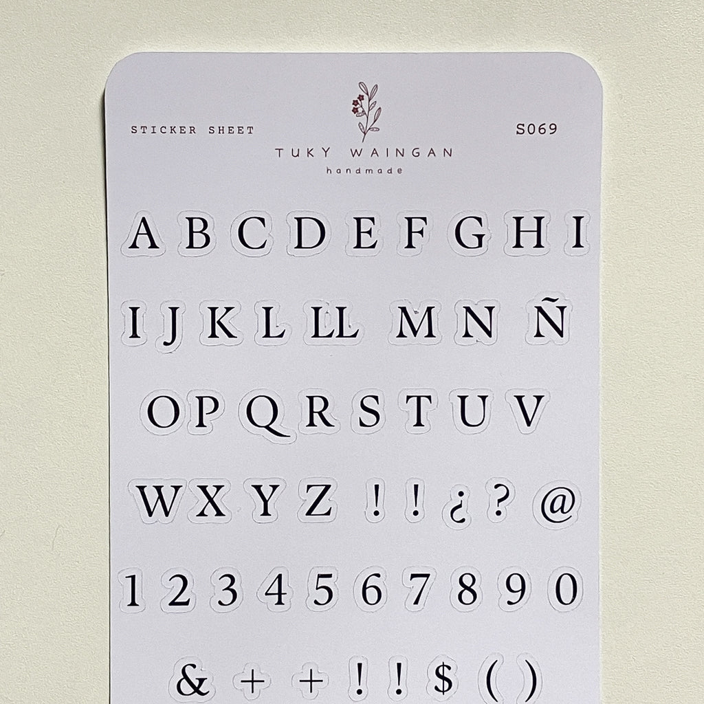 Sticker Sheet Alfabeto Serif | Negro | Scrapbooking