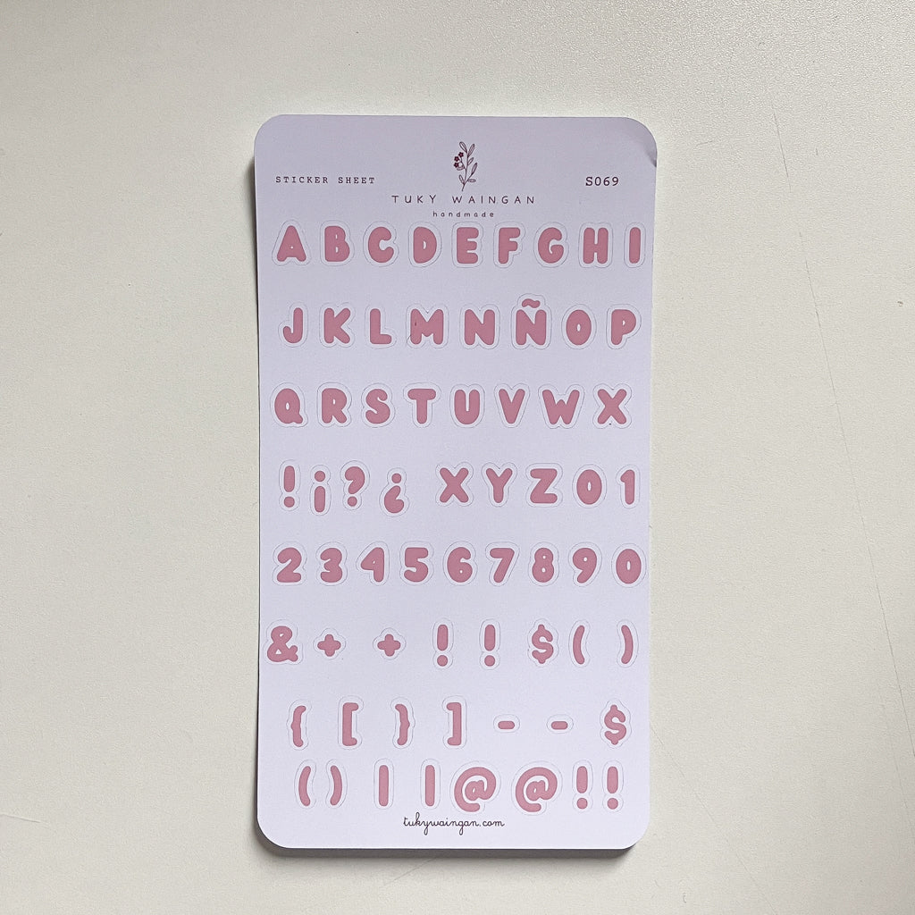 Sticker Sheet Alfabeto Bubble | Rosa | Scrapbooking