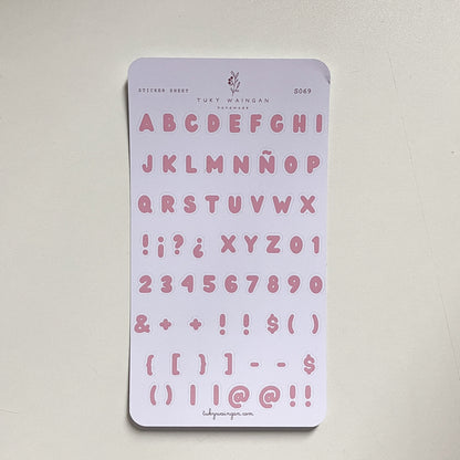 Sticker Sheet Alfabeto Bubble | Rosa | Scrapbooking