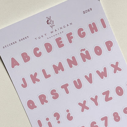 Sticker Sheet Alfabeto Bubble | Rosa | Scrapbooking
