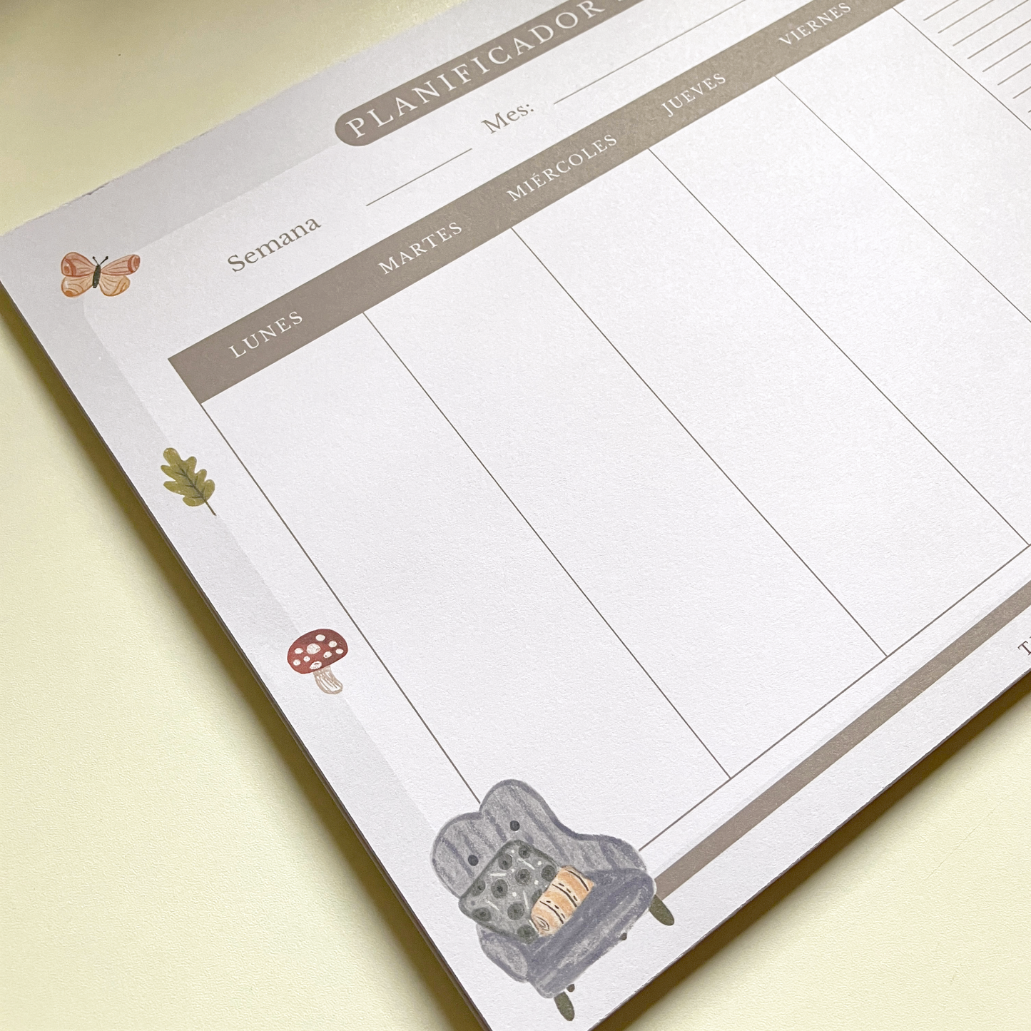 Planner Semanal A4 Emblocado Tejón | 50 Hojas Ilustradas