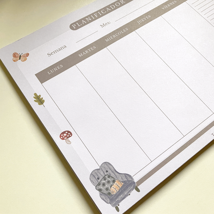 Planner Semanal A4 Emblocado Tejón | 50 Hojas Ilustradas