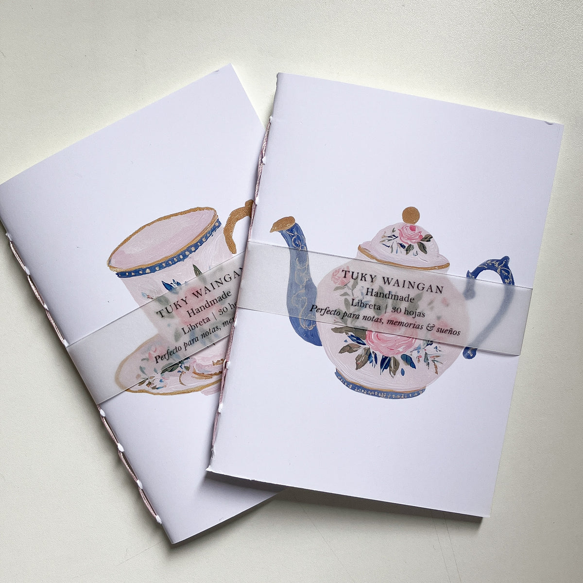 Set x2 Libretas A6 Cosidas a Mano | Hora del Té