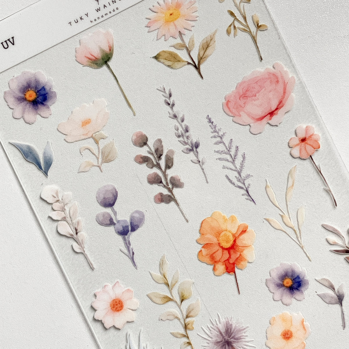 Plancha de stickers DTF UV · Flores silvestres · S025