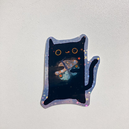 Gatito atrapa mariposas. Holográfico