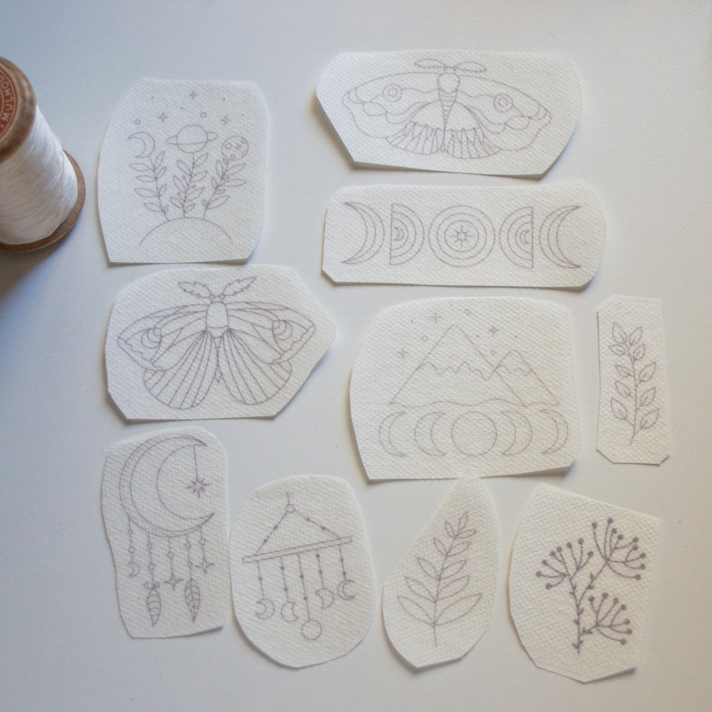 Stickers "Planetas Boho" para bordar Hidrosoluble