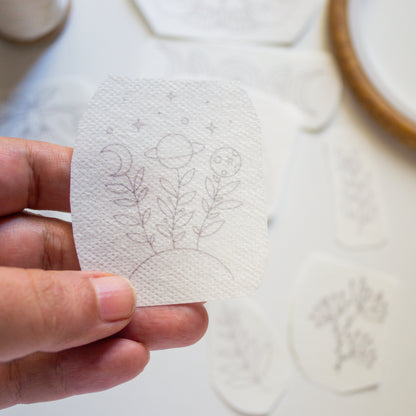 Stickers "Planetas Boho" para bordar Hidrosoluble