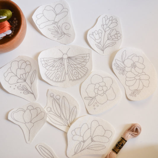 Stickers Hidrosoluble "Vuelo" para Bordar – Diseños Florales Preimpresos
