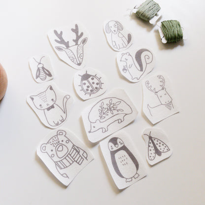 Stickers hidrosoluble para bordar — diseños nórdicos con animales tiernos.