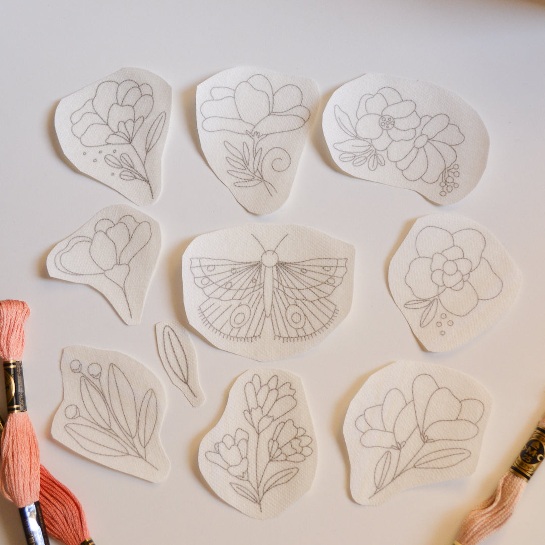 Stickers Hidrosoluble "Vuelo" para Bordar – Diseños Florales Preimpresos