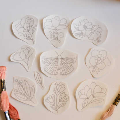 Stickers Hidrosoluble "Vuelo" para Bordar – Diseños Florales Preimpresos