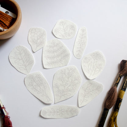 Stickers flores silvestres minimal para bordar Hidrosoluble