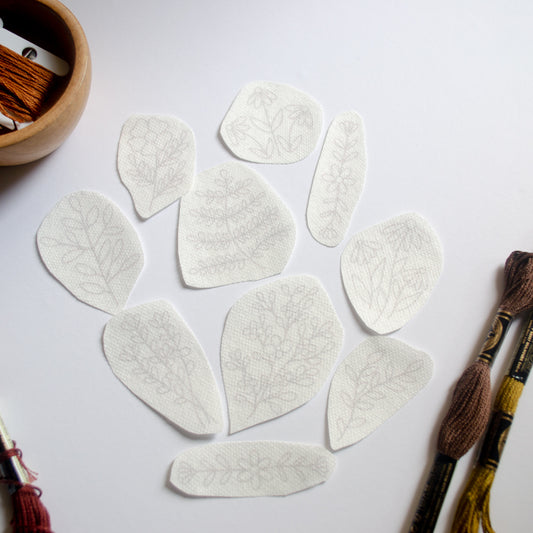 Stickers flores silvestres minimal para bordar Hidrosoluble