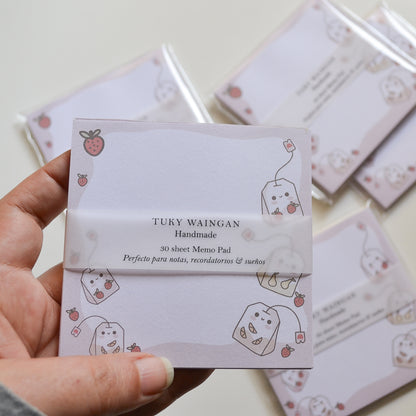 Memo Pad Anotadores kawaii Saquitos de té