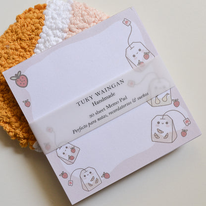 Memo Pad Anotadores kawaii Saquitos de té