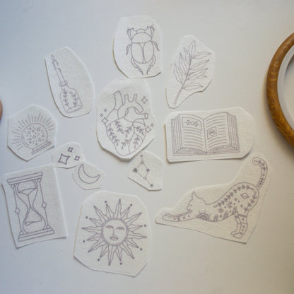 Stickers "Misterio cat" para bordar Hidrosoluble