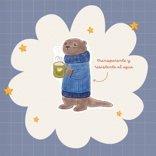 Mochi la Nutria | Sticker transparente Resistente al Agua