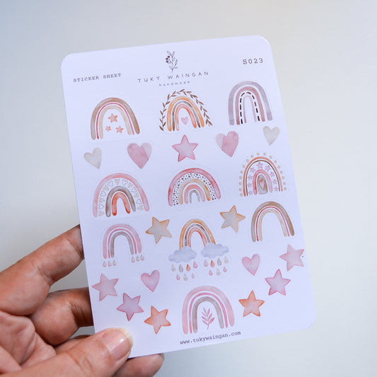 Plancha 25 Stickers Arcoíris Boho Bullet Journal