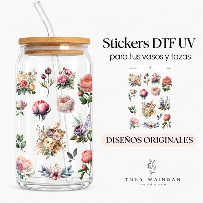 Plancha de stickers DTF UV · Jardín romántico · S015