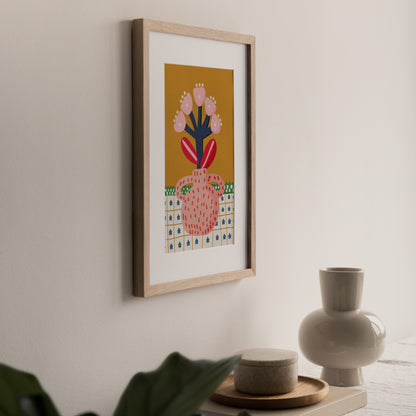 Ilustración Jarrón Folk | Impresión Artística